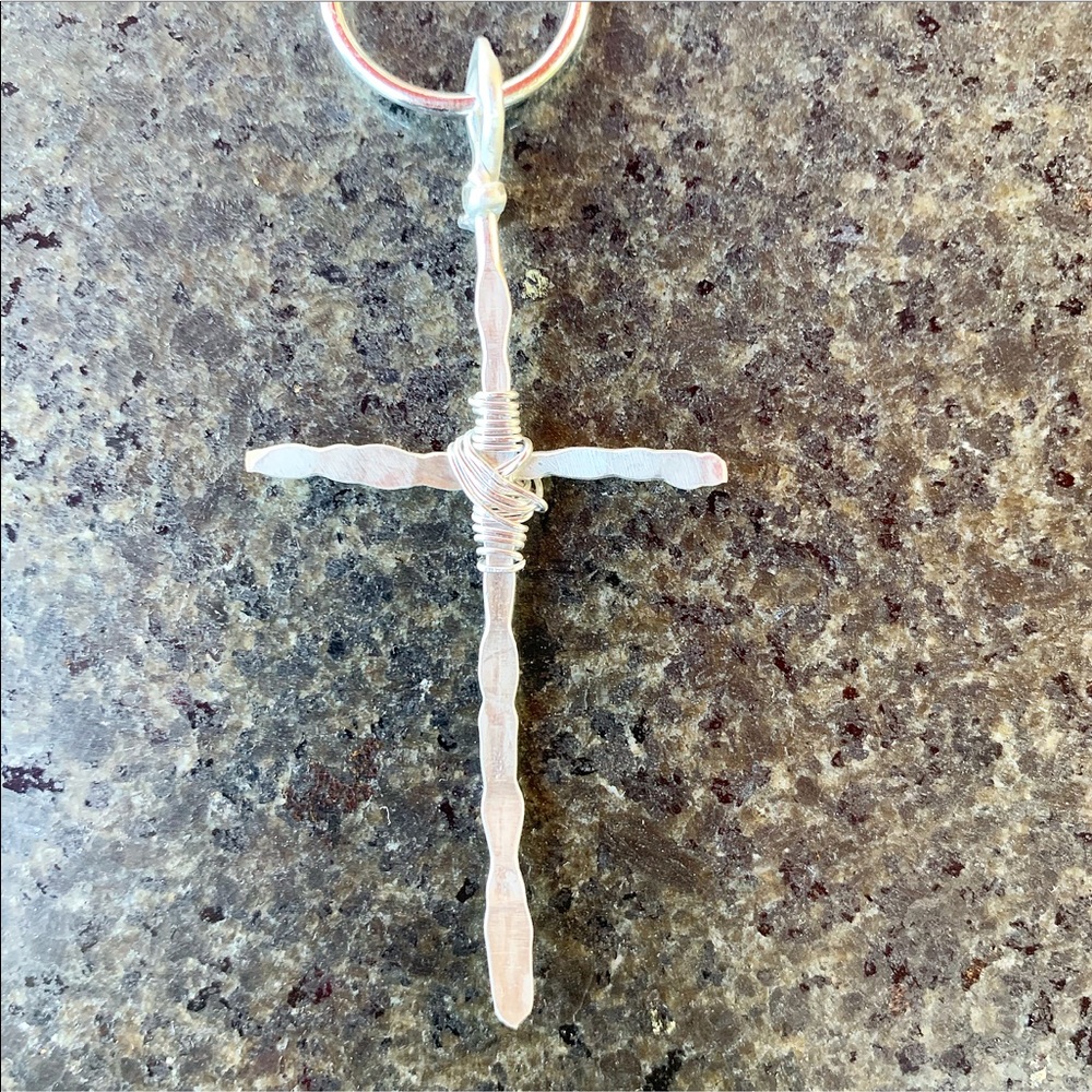Bonnie Angela Small Hammered Cross Necklace Silver - Picture 3 of 4